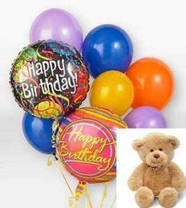 Birthday Balloons and Teddy bear