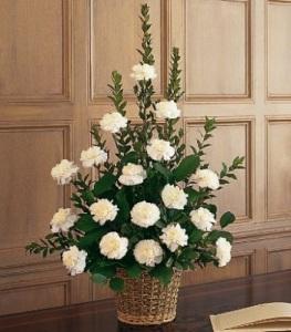 White Carnation Basket